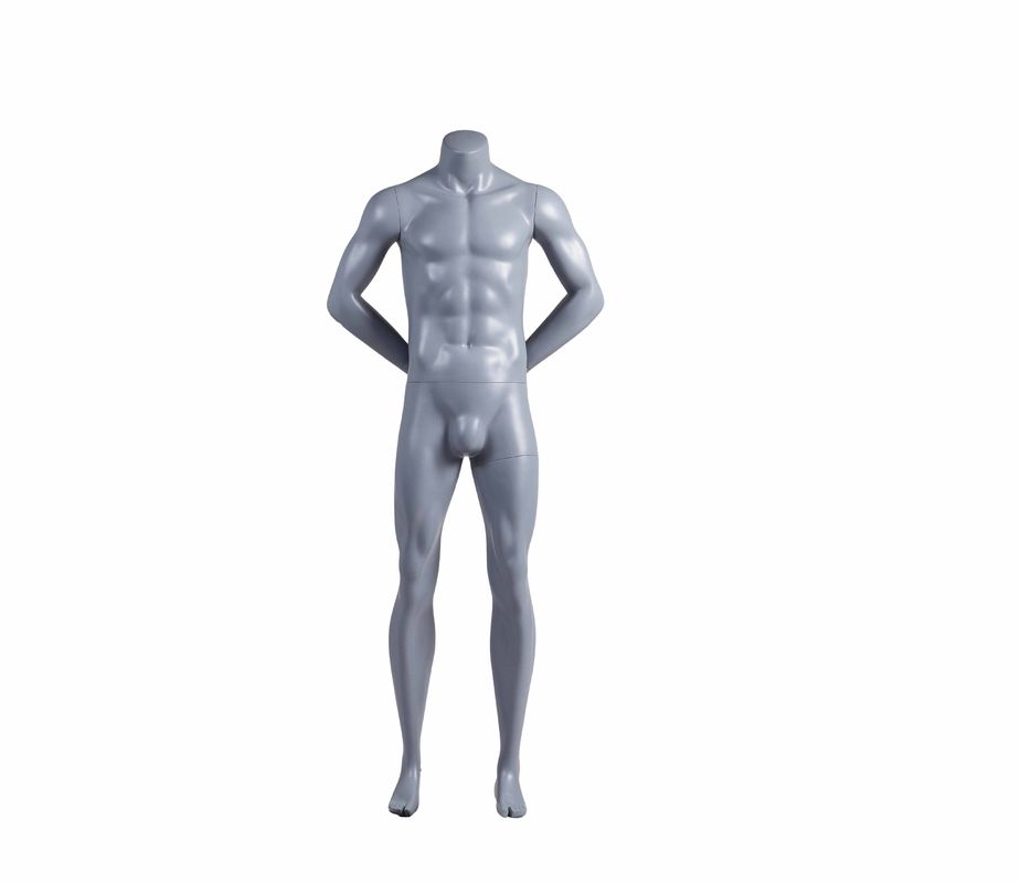Mannequin masculin de sport musclé sans tête en fibre de verre mains derrière le dos pour l'affichage de vêtements de sport