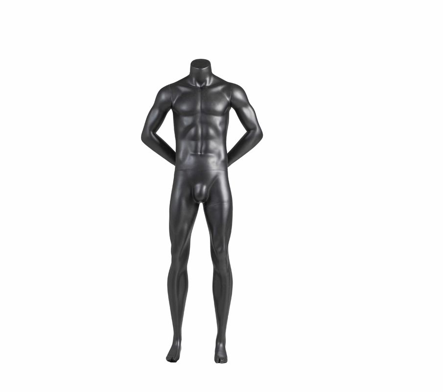 Mannequin masculin de sport musclé sans tête en fibre de verre mains derrière le dos pour l'affichage de vêtements de sport